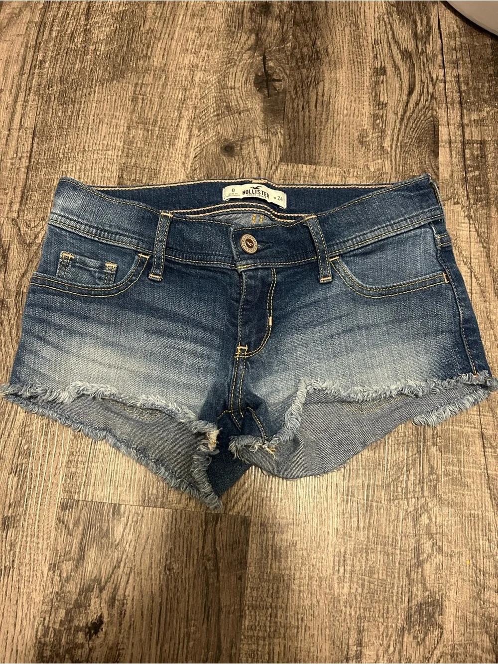 Hollister Frayed Dark Blue Denim Cutoff Shorts